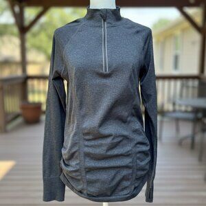 Athleta Lightweight Ruched Side Pullover Thumbholes Grip Hem Hiking (Sz Large)